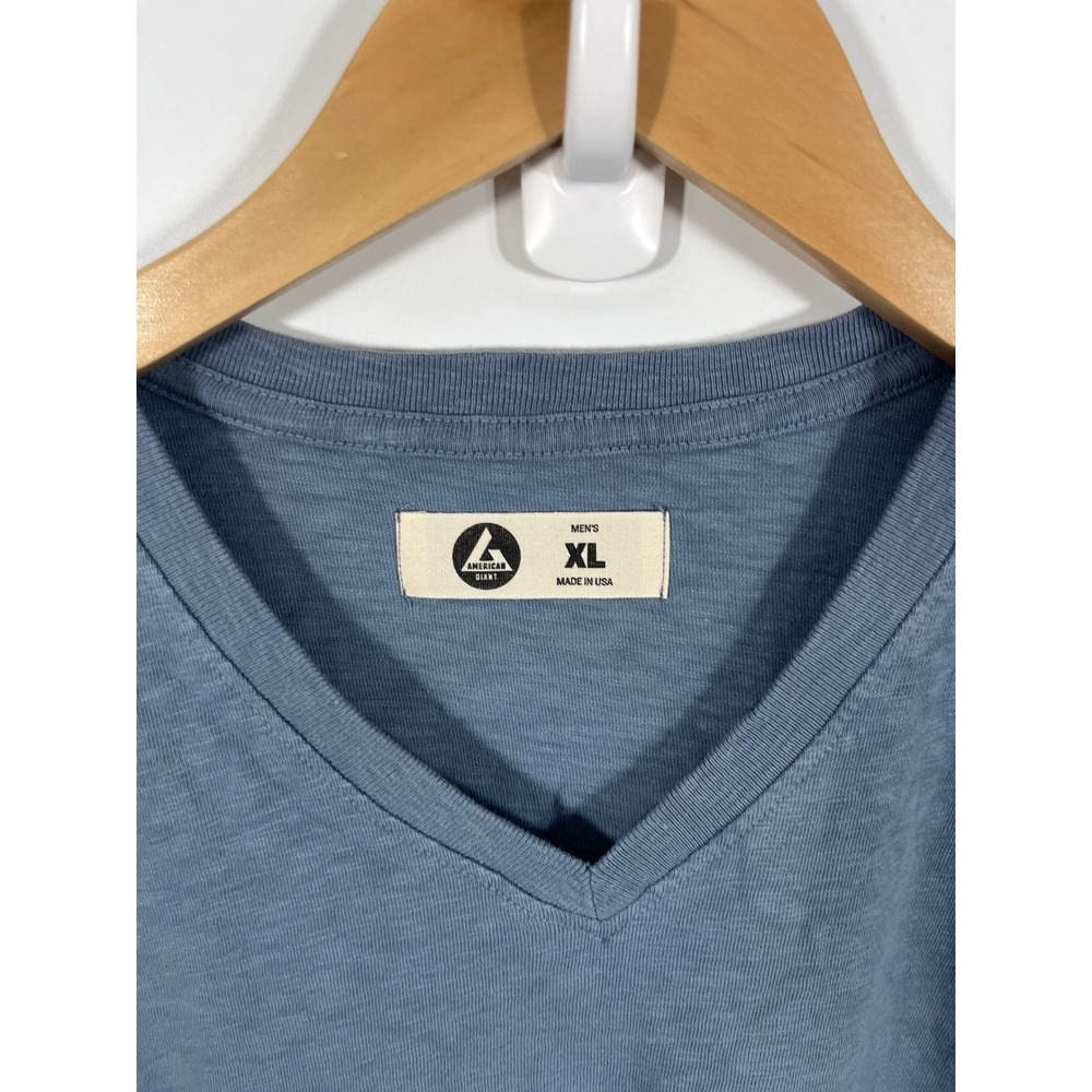 American Giant Mens Shirt XL Blue 100% Cotton Crew Neck Short Sleeve Made In USA - Picture 2 of 7